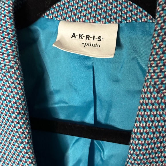 Akris Punto Blue Printed Blazer Size 8 - Picture 6 of 8